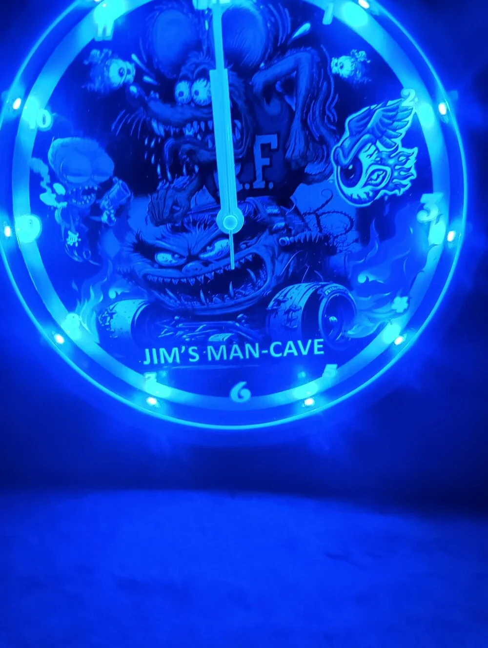 Neon Green Rat Fink Style LED Wall Clock - Jim's Man-Cave